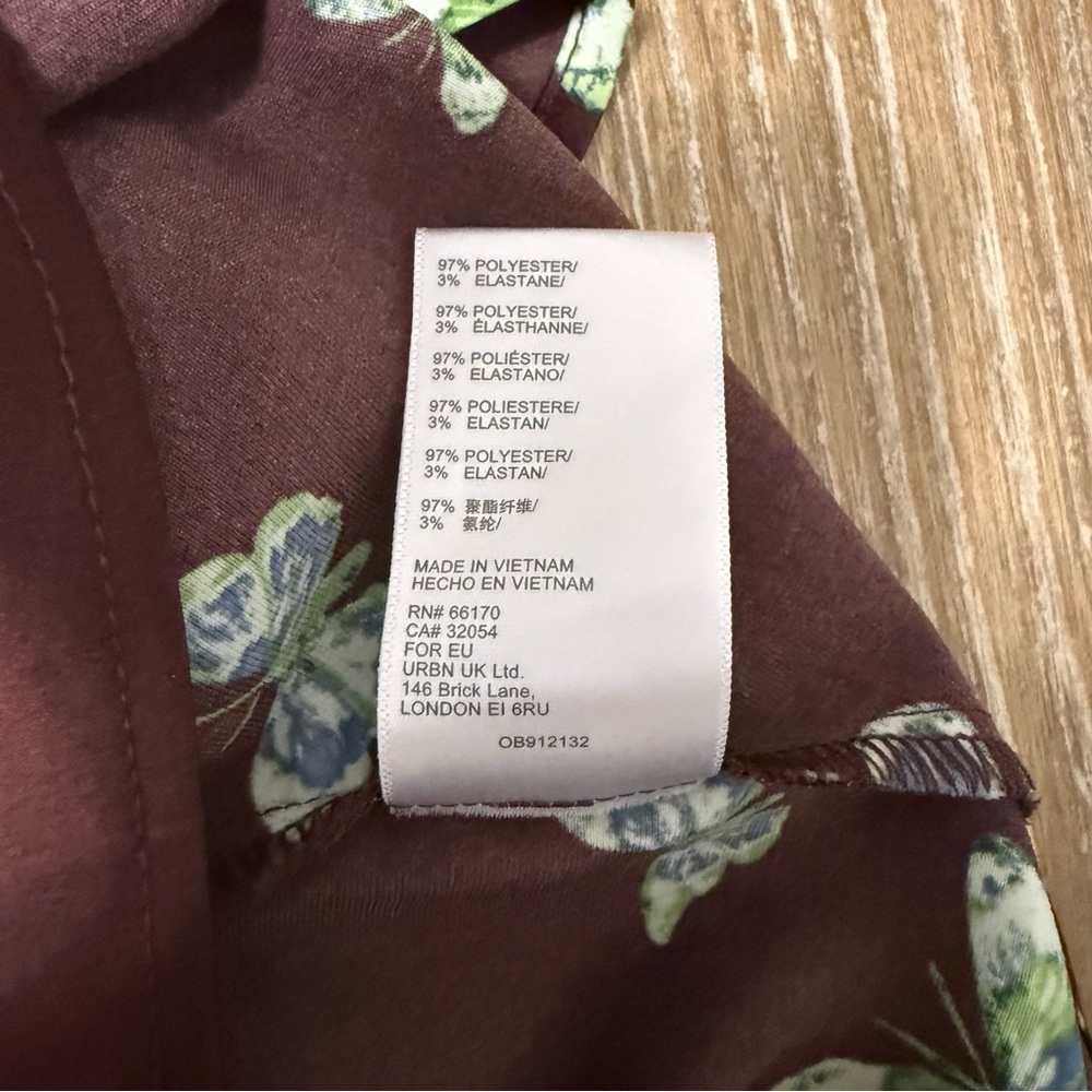 Urban Outfitters Mallory Butterfly Satin Cowl Neck Dress Size S Fairy Brown Y2K - Picture 8 of 10